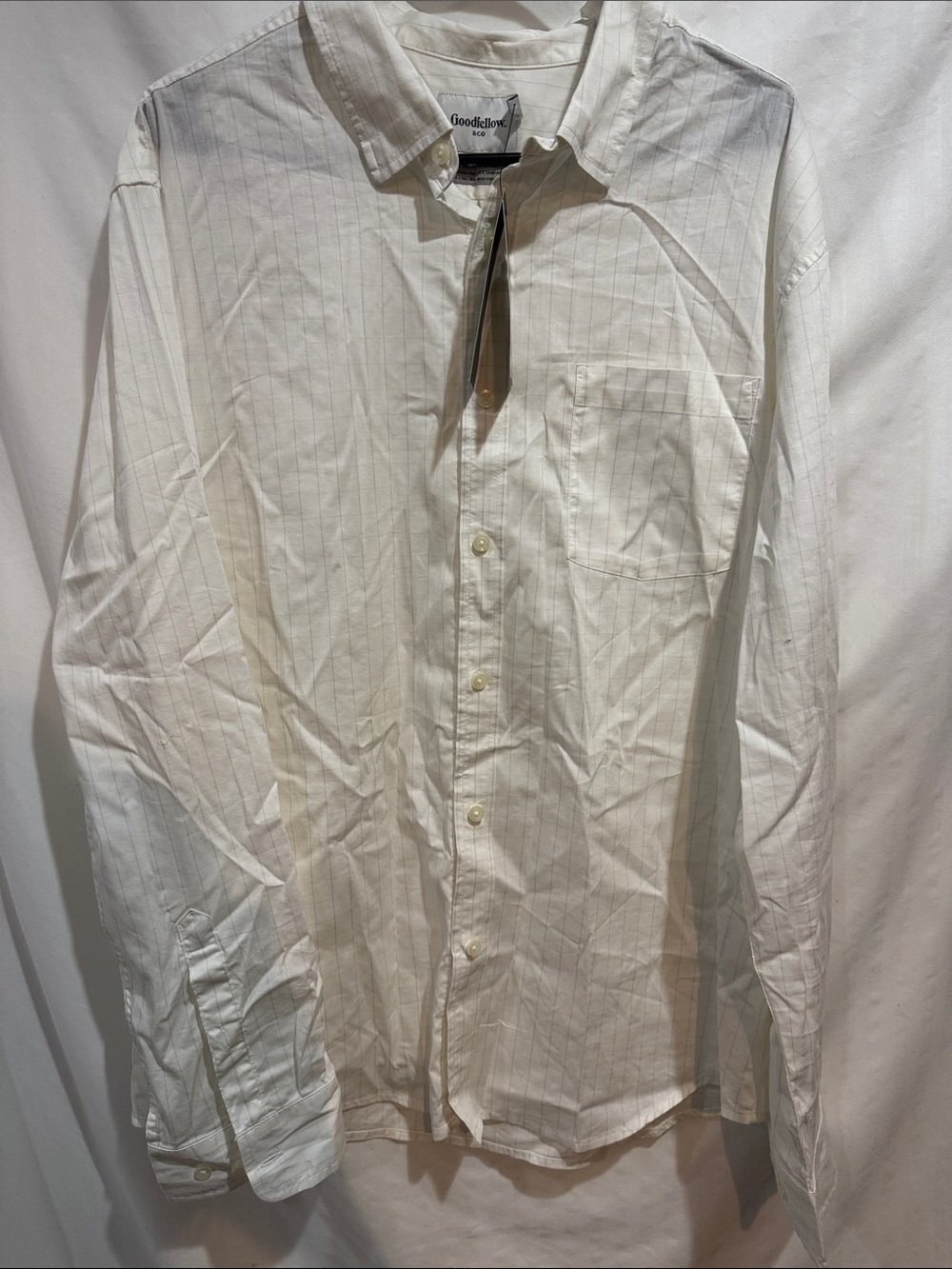 Goodfellow & Co White Dress Shirt with Subtle Gray Pinstripes
